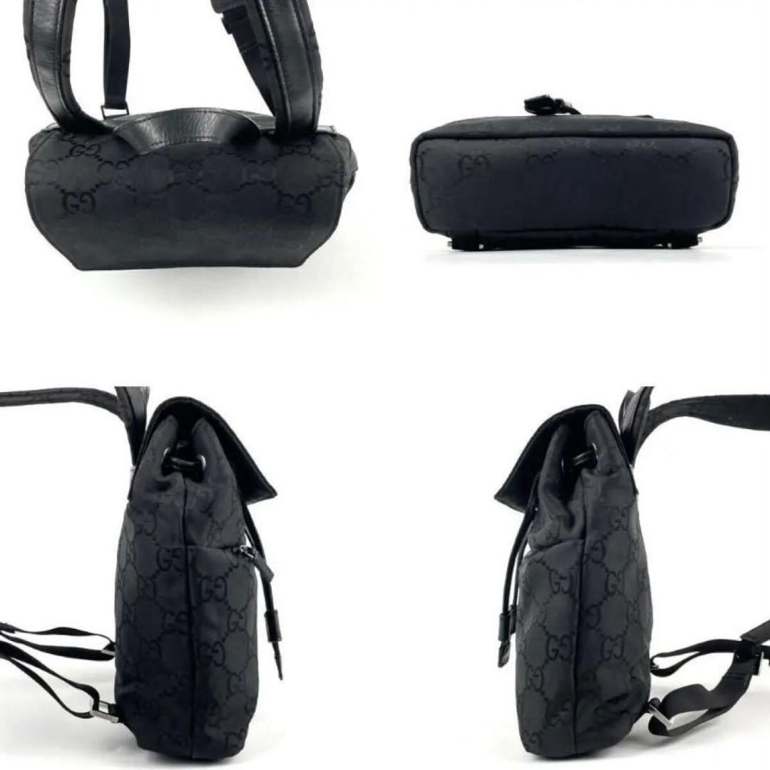 希少 極美品◇ GUCCI ◇リュック 巾着型 GGキャンバス ナイロン レザー