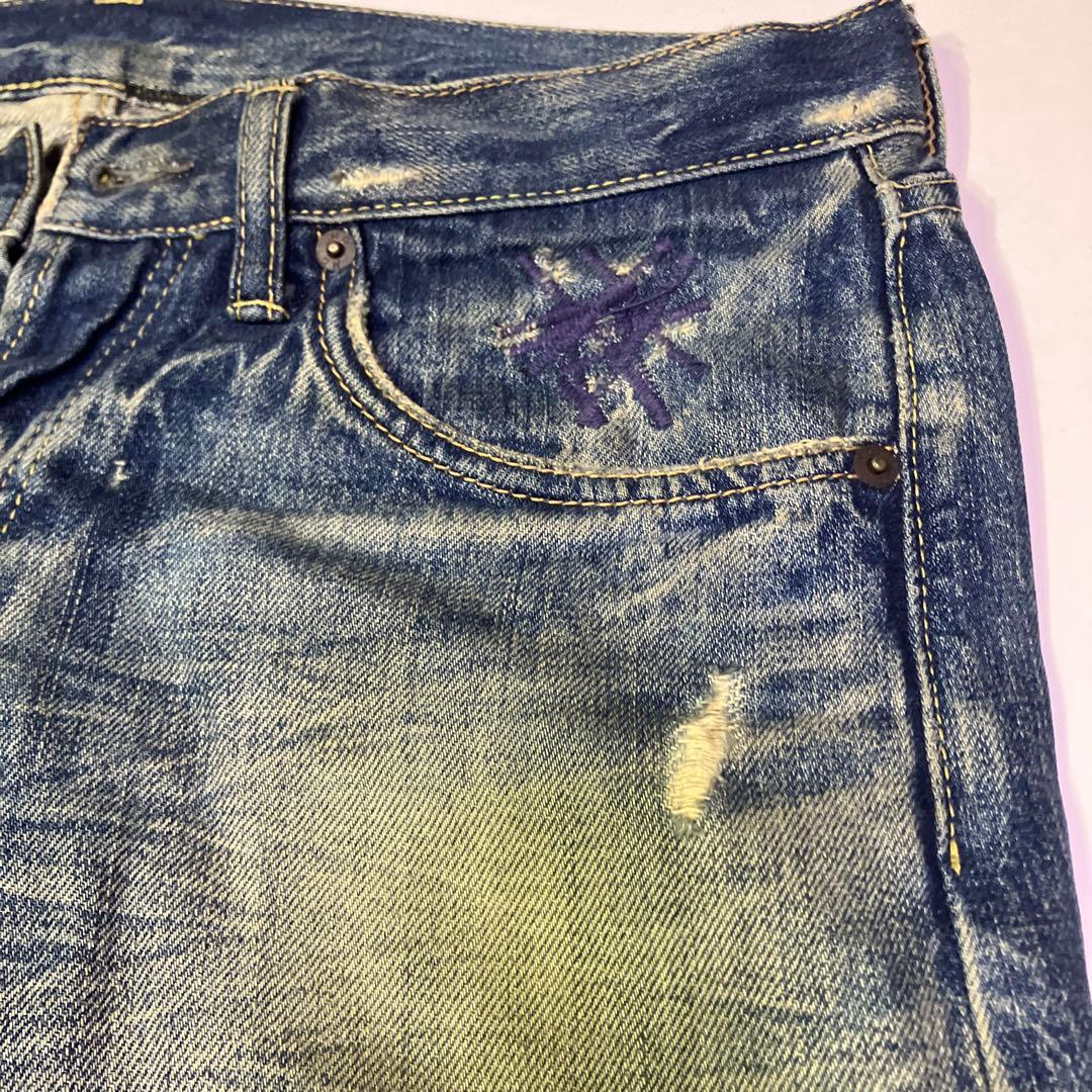 HYSTERIC GLAMOUR ダメージ加工 デニム ヒゲ ハチノス HYSTERICGLAMOUR