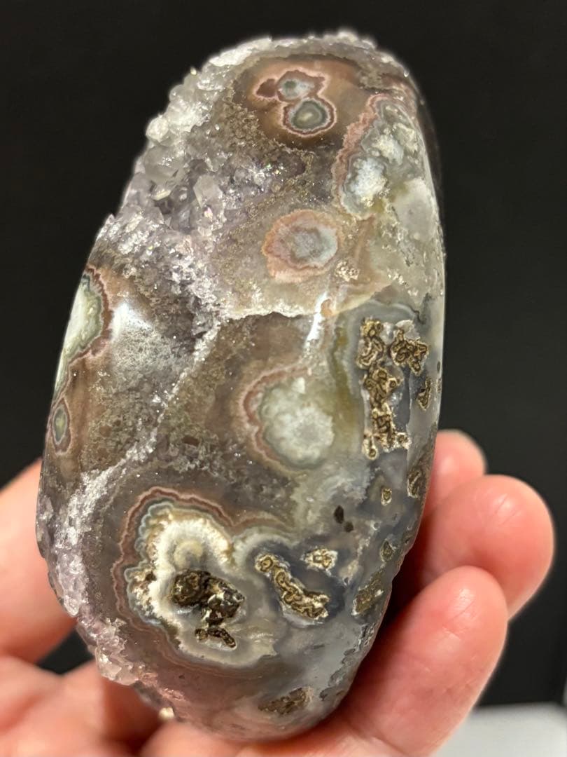 レア ウルグアイ産 ドゥルージーアメジスト スタラクタイトアイズ 383g