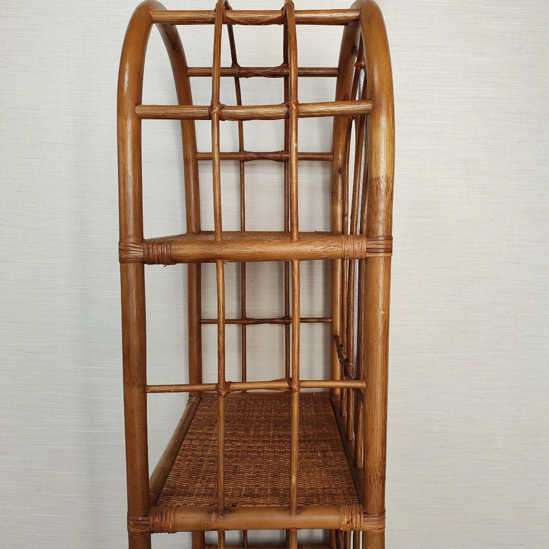 ラタン 籐家具 ヴィンテージ チェスト 昭和レトロ アーチ型 ラック 棚