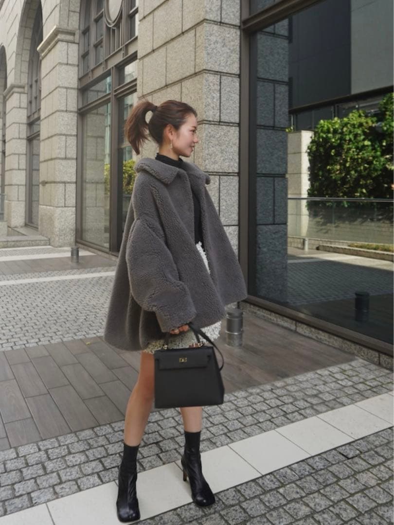 【新品タグ付き】HYEON へヨン テッドケープ 2way ボアコート グレー ted cape / gray 2/12 21:00 ～ 再販 (即納) | HYEON