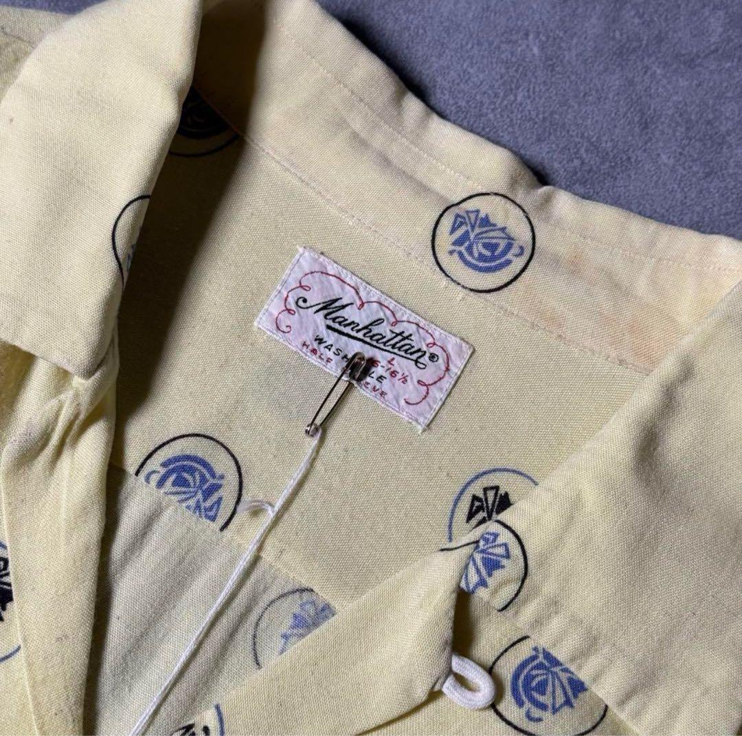 1950's \"Manhattan\" アトミック柄 レーヨンシャツ　値下げ可