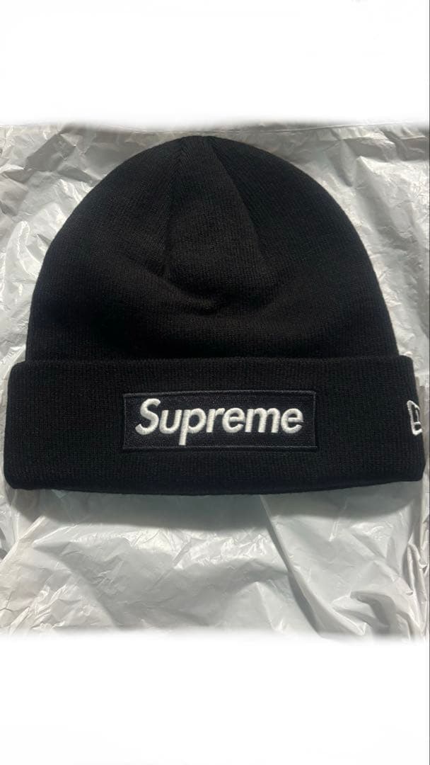 supreme×ニューエラ　 ビーニー　ブラックロゴ Supreme New Era Box Logo Beanie 