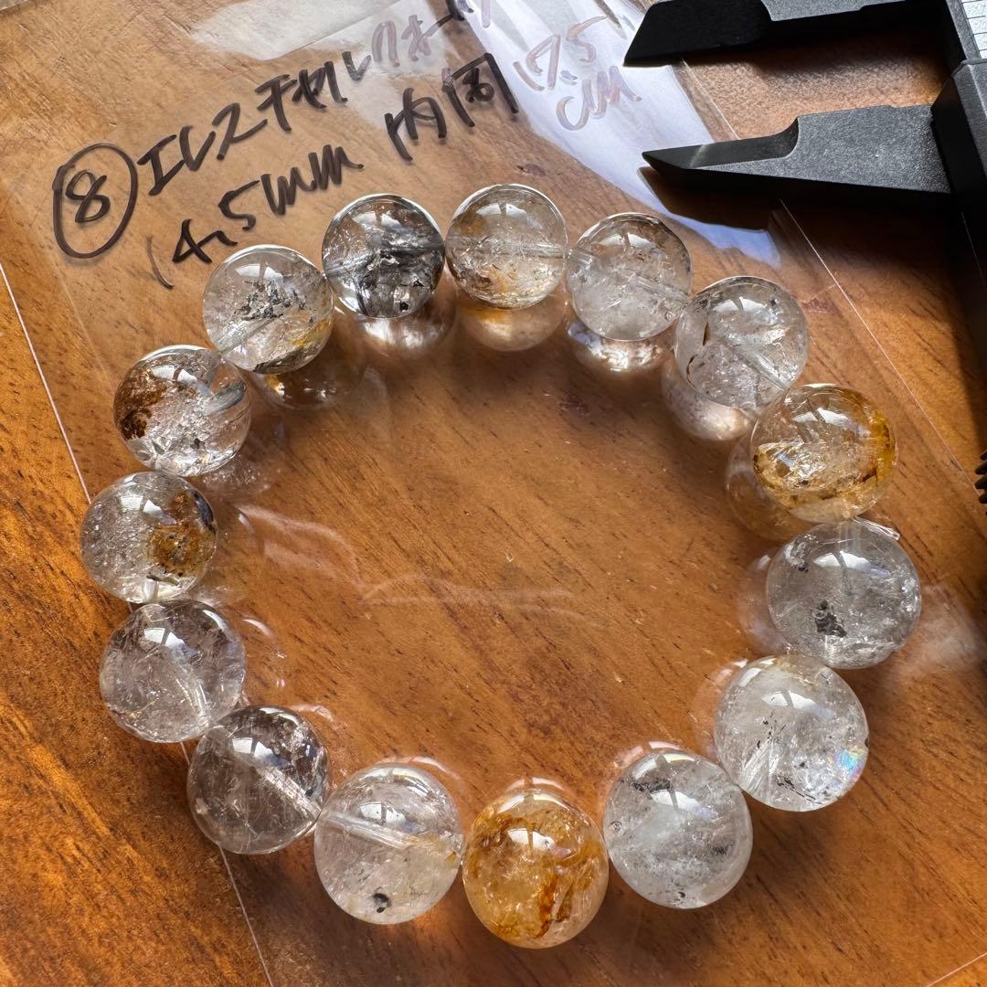 ⑦天然石　14.5mm エレスチャルクォーツ　内周19cm