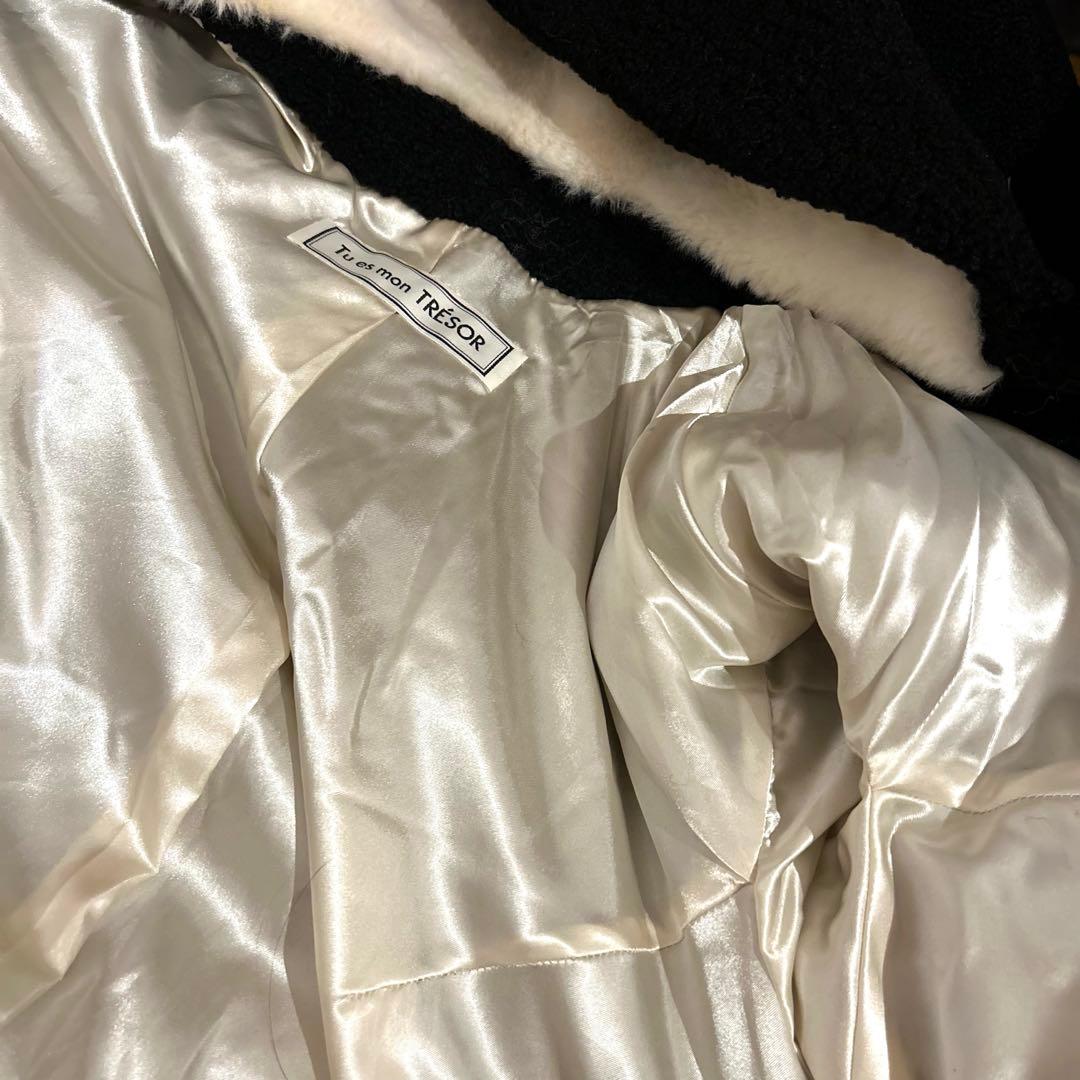 新品タグ付き☆トレゾア フラワーファーコート ブラック