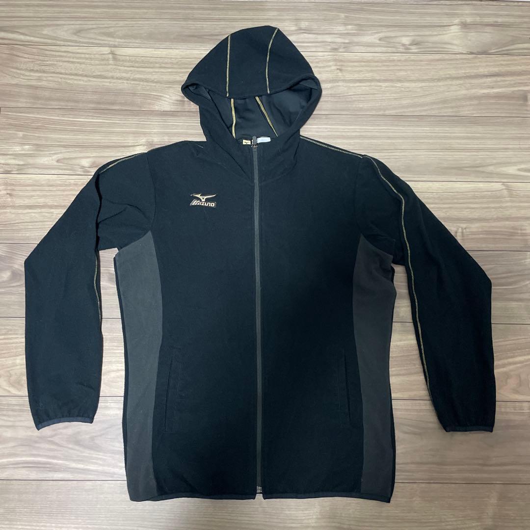 ミズノ グローバルエリート ストレッチフリースパーカー ブラック XO MIZUNO（ミズノ） メンズ 野球 長袖ウインドブレーカー グローバル