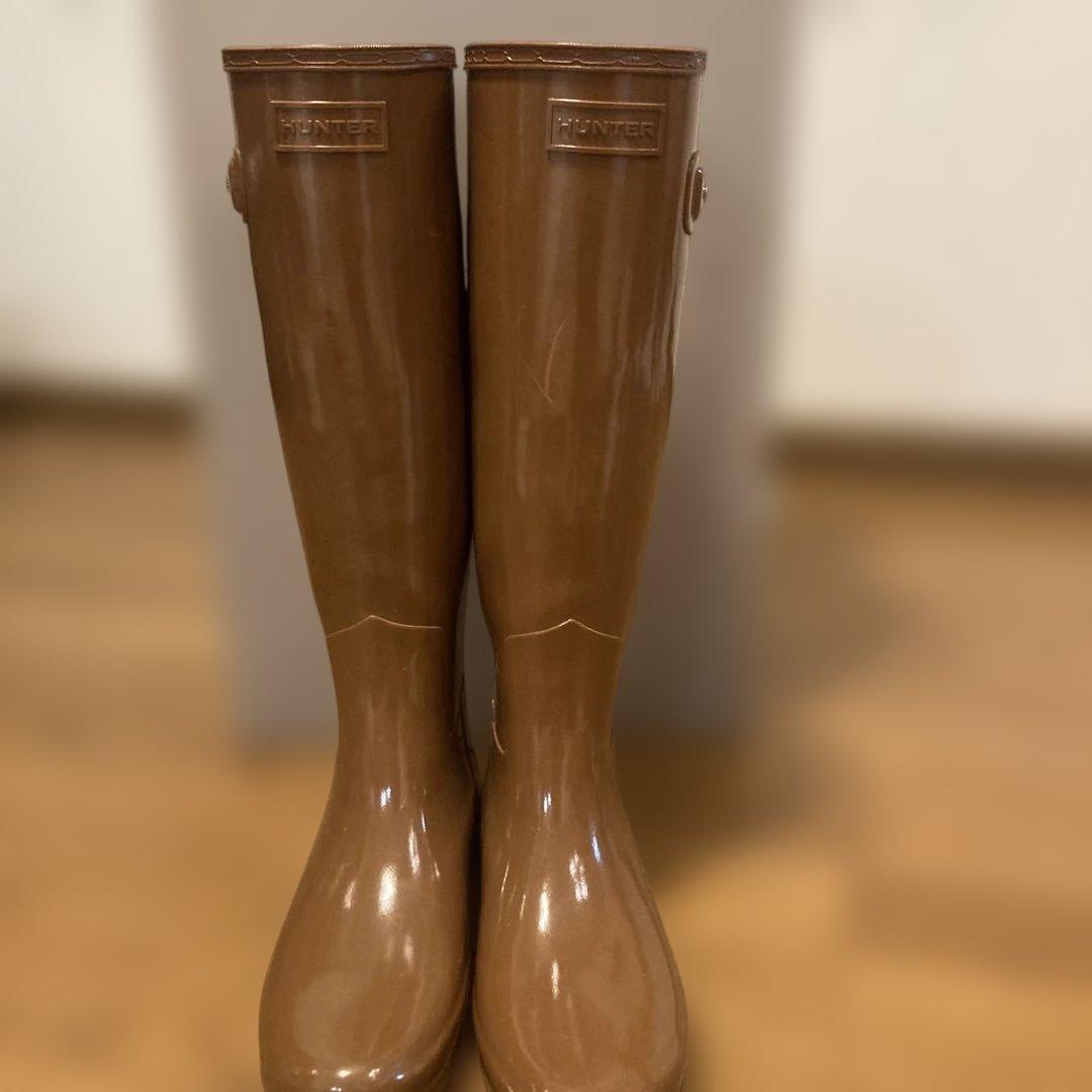 HUNTER ブラウン 長靴 中はヒョウ柄 - メルカリ