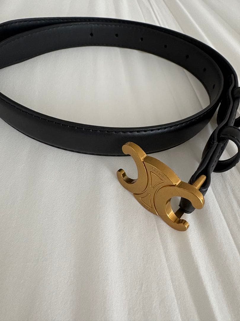 CELINE ブラックベルト CELINE（セリーヌ） ベルト MEDIUM 25MM ブラック メンズ 45bbx-3ajg