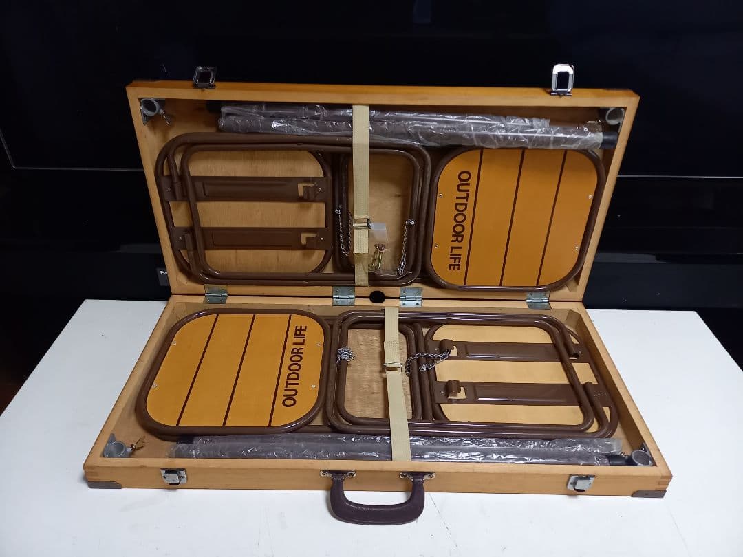 美品 OUTDOOR LIFE ウッド キャンピング テーブル チェア セット 美品