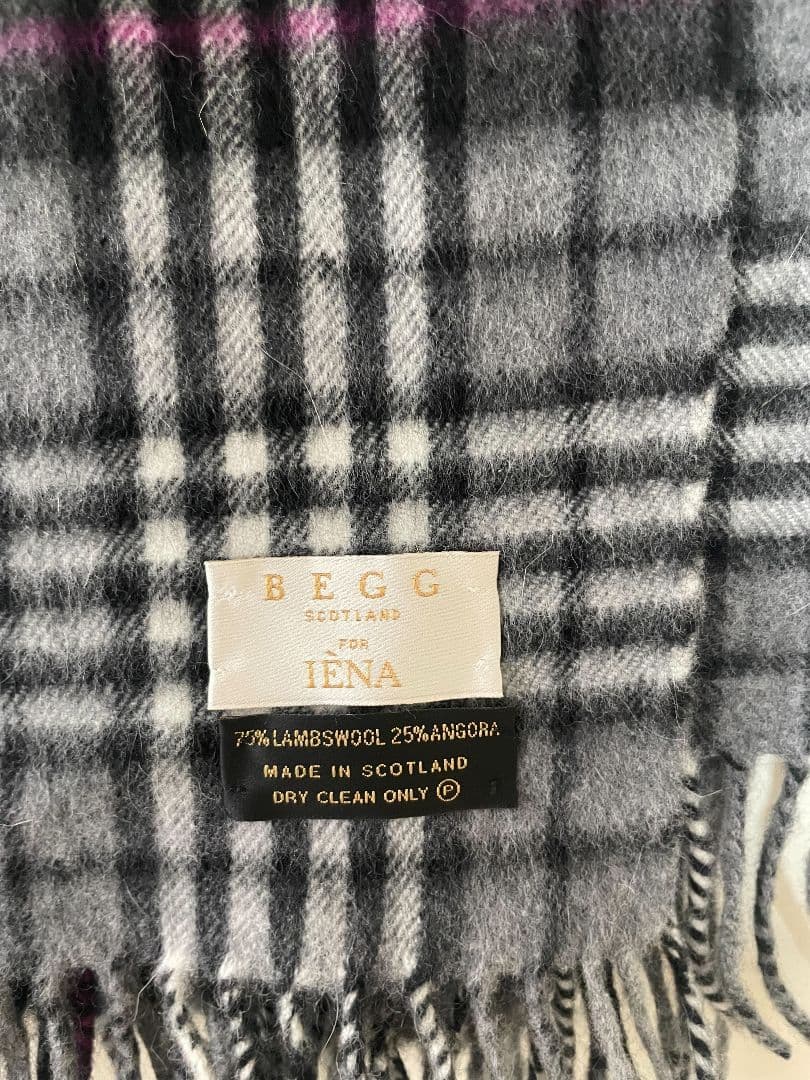 BEGG×IENA 別注チェックストール ラム アンゴラ