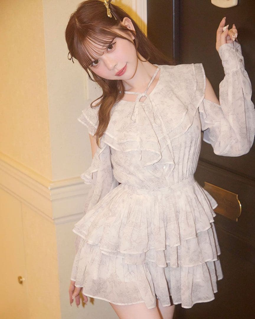 【11/7まで値下】michellMacaron ティアードフリルミニワンピース ティアードスカートセットアップ ブラック | ファッション通販