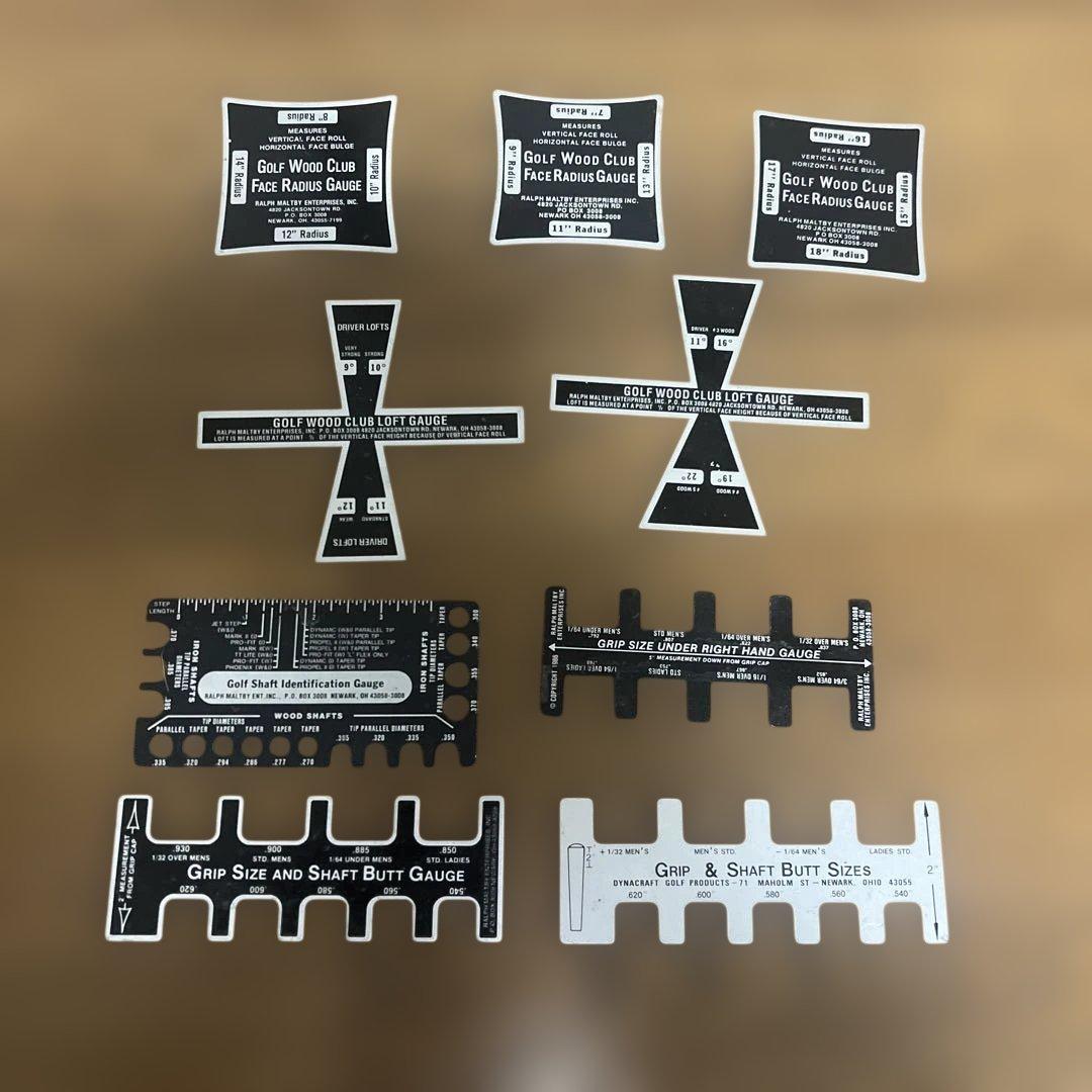 ゴルフクラブの測定に使用するゲージ　9枚セット ゴルフ クラブ 組立 工具 リシャフト用 ルーラー ゲージ メジャー
