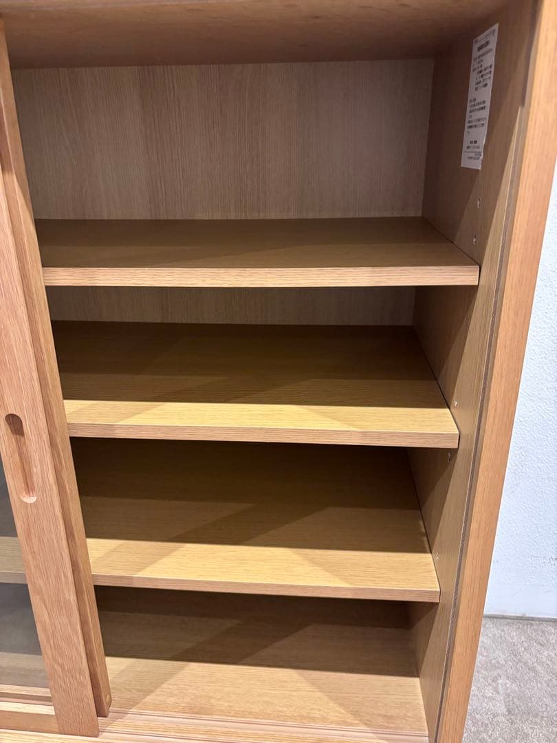 ️美品️廃盤希少️無印️脚付き️オーク材・ガラス扉 引戸
