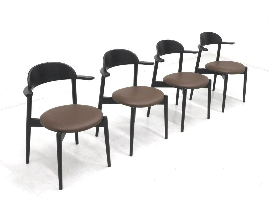 展示品　マスターウォール　本革　無垢材　ダイニングチェア　4脚セット　北欧 MASTERWAL（マスターウォール）ダイニングチェア「YU ユー UC3-IN-WN