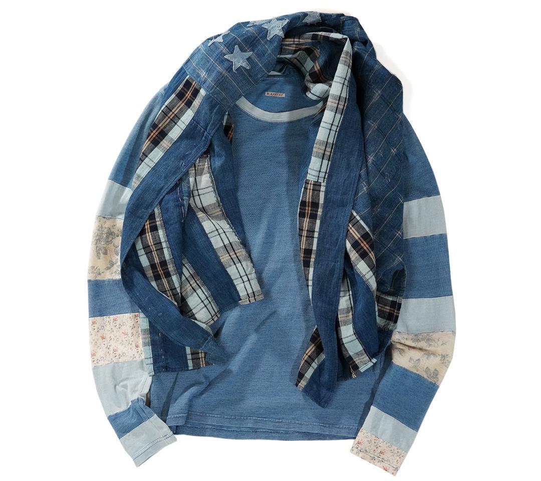 OLD PARK アフリカンインディゴ 星条旗 リメイク 大判 ストール 藍染