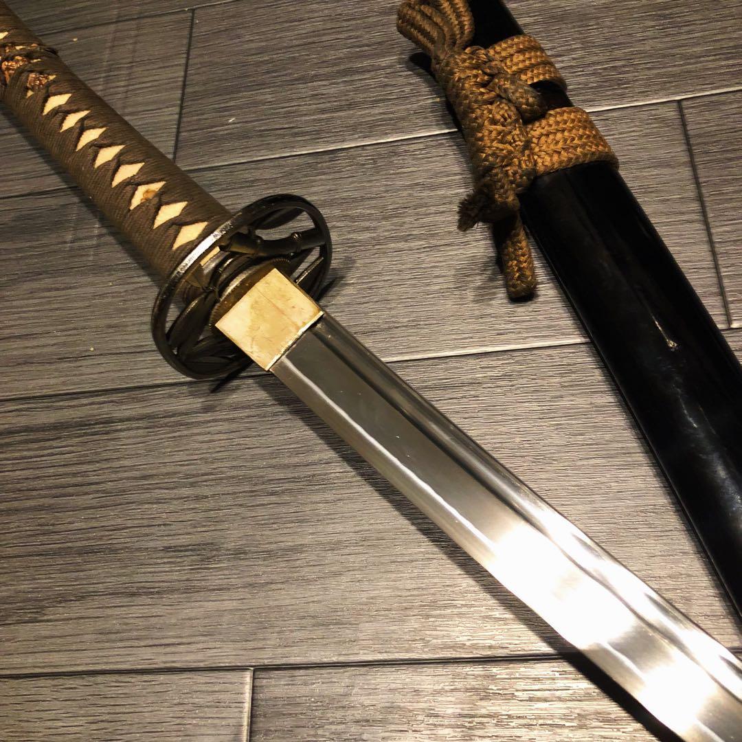 高級模造刀 樋有刀身 渋緑拵え 居合刀 太刀 本格模造刀