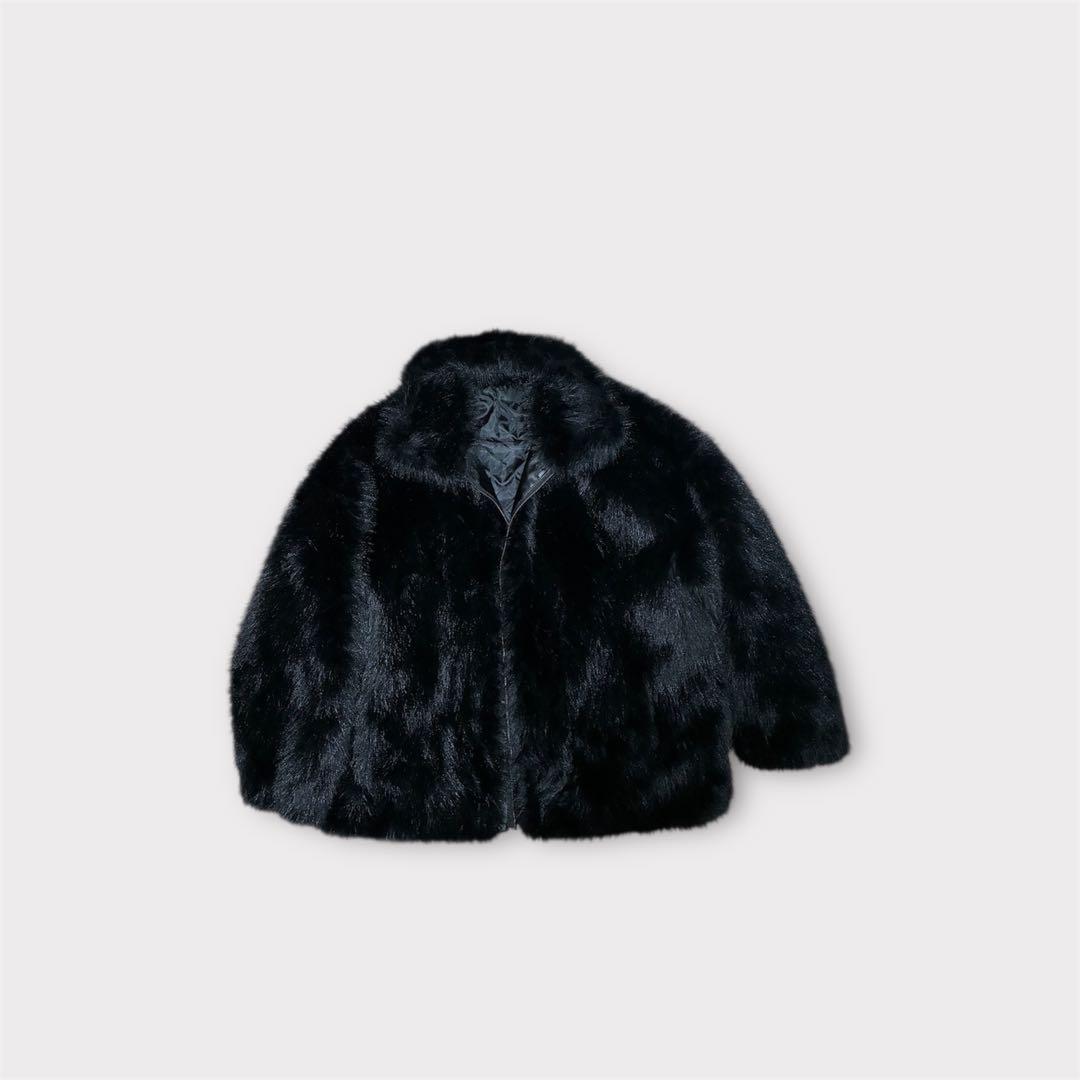 【チーズ出品】Y2K Black Faux Fur Jacket Oksana Patchwork Faux Fur Coat | Jaded London | Clothing