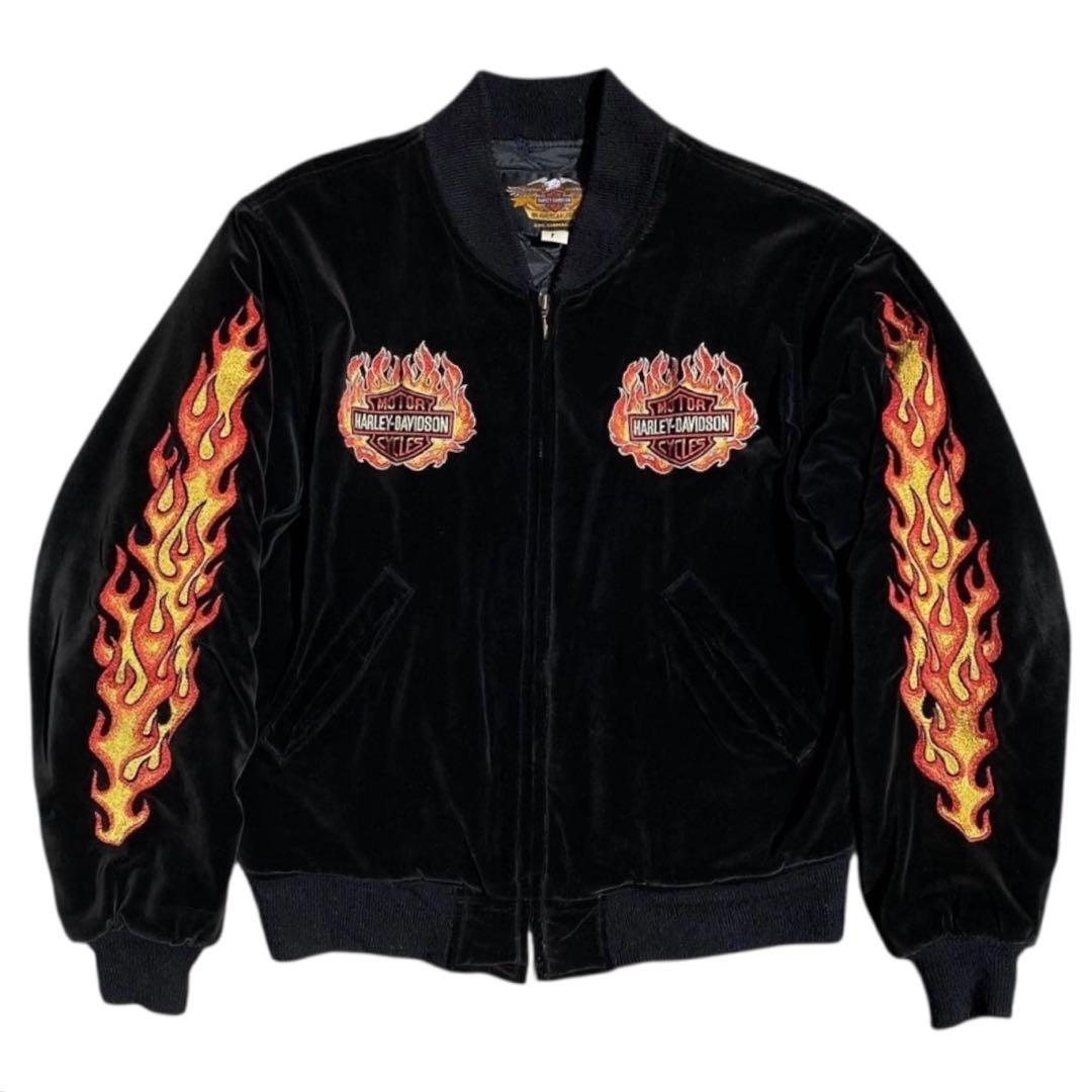 HARLEY DAVIDSON 別珍 ベロア フレイム スカジャン ハーレー - メルカリ