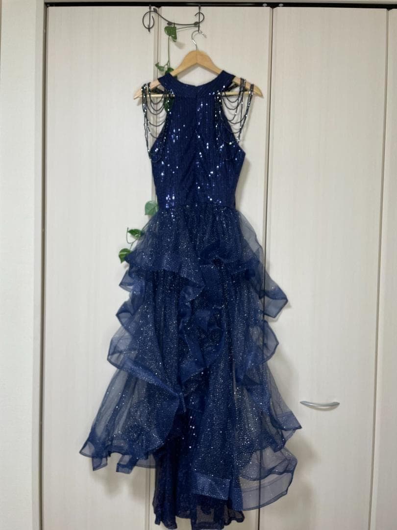 イヴニングドレス パーティードレス スパンコール カラーネイビー