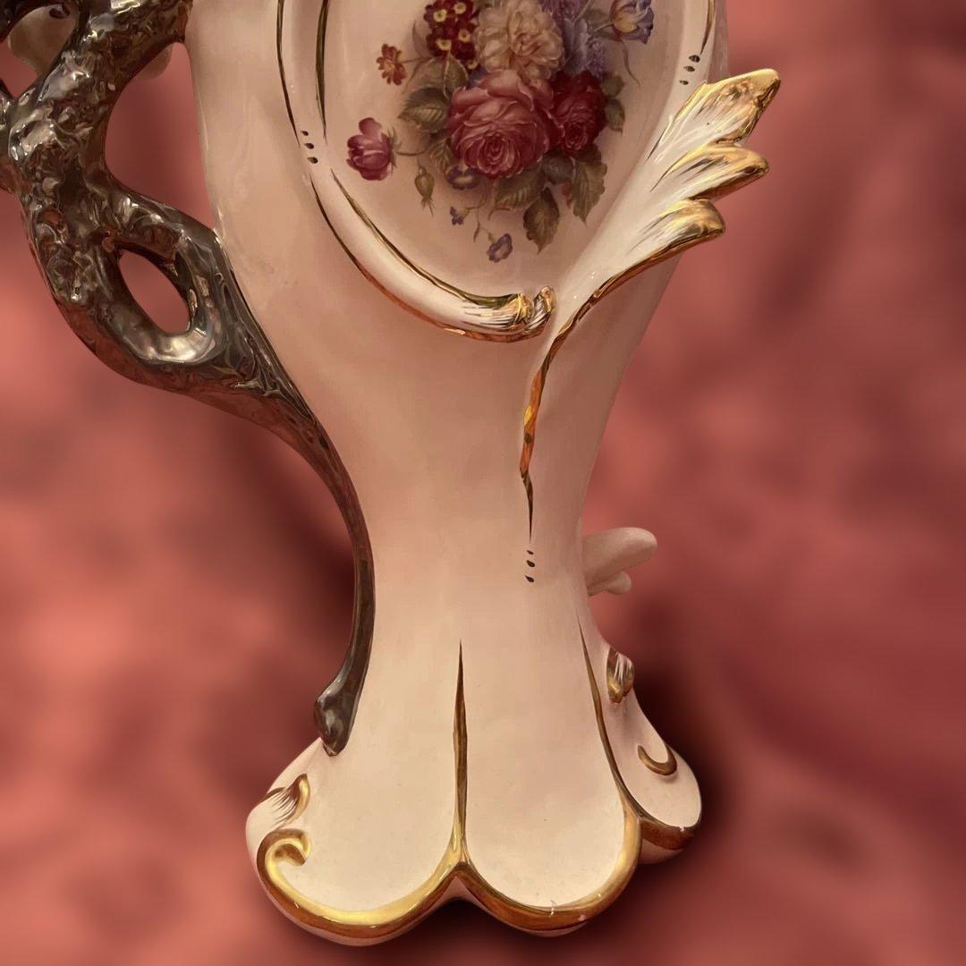ロココ調ファン必見！ロココ調 ヴィンテージ希少品 薔薇柄花瓶