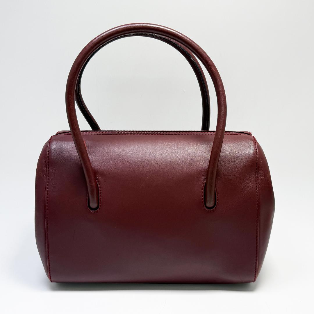 カルティエ マストライン トートバッグ ミニボストン ボルドー レザー