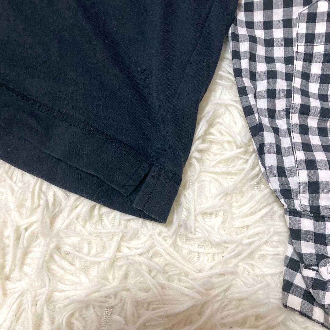 ISSEY MIYAKE MEN Tシャツ 長袖 袖切替 ドッキング チェック