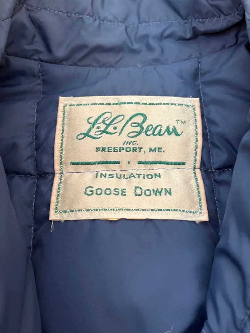 70' L.L.bean ネイビー キルティング ダウンシャツジャケット