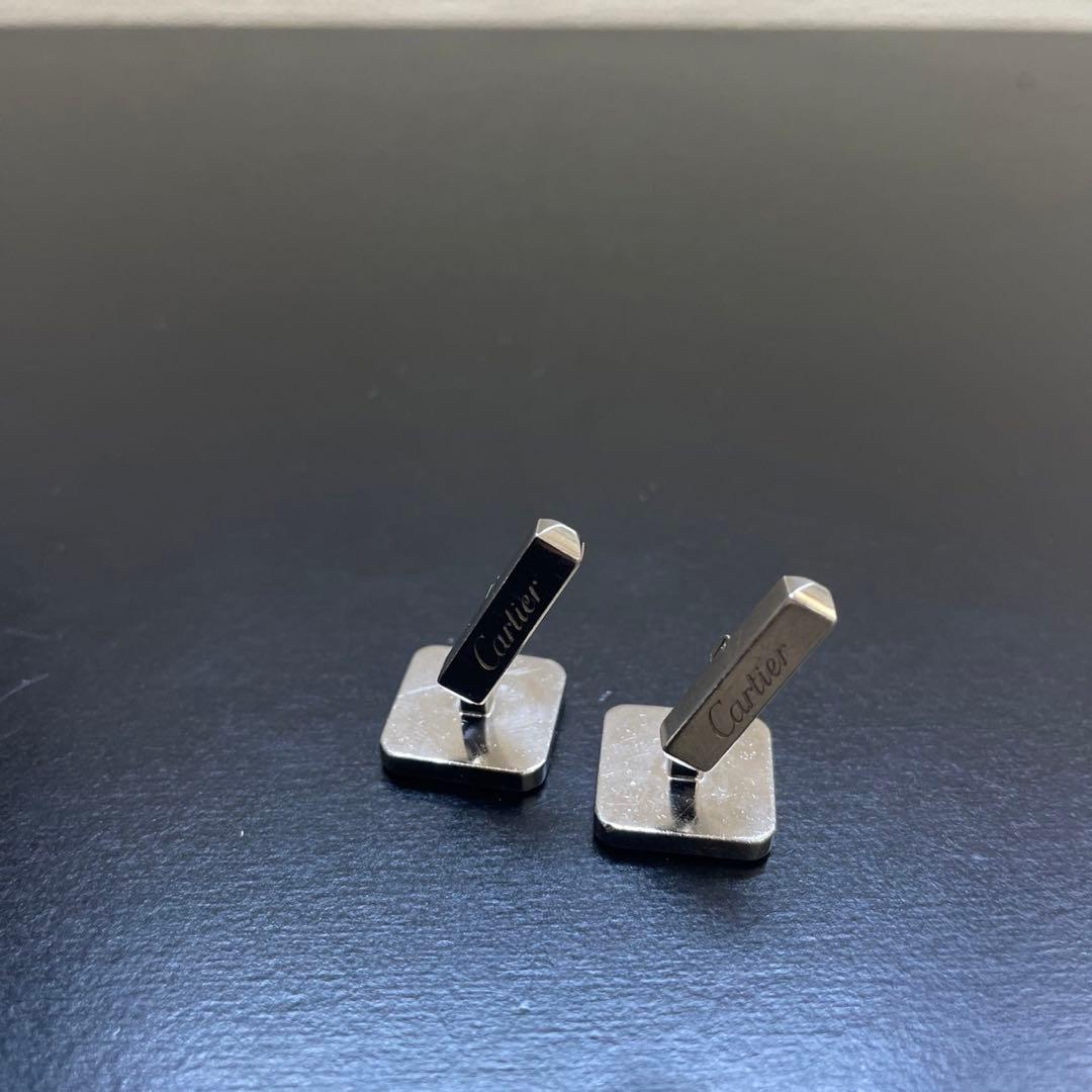 Cartier カルティエサントススクエアカフスAg925/オニキス美品