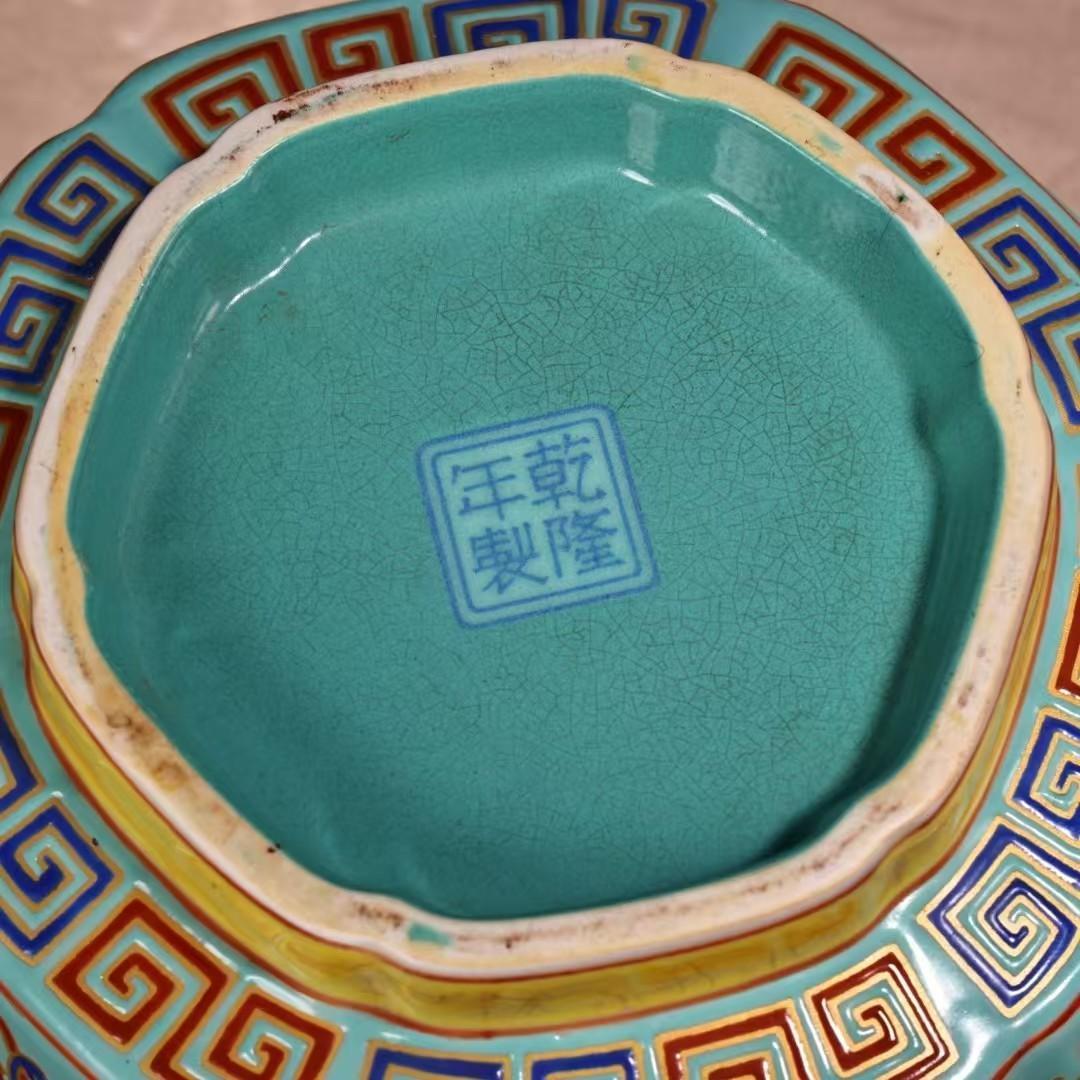 中国古美術・珍蔵七宝彩と粉彩・磁器六角碗・琺瑯彩・純手描き・箱付