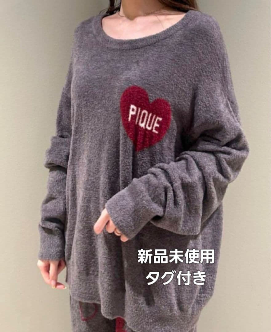 gelato piqueハートジャガードプルオーバー＆パンツ　グレー gelato pique（ジェラートピケ） パジャマ 「ONLINE限定」ハート