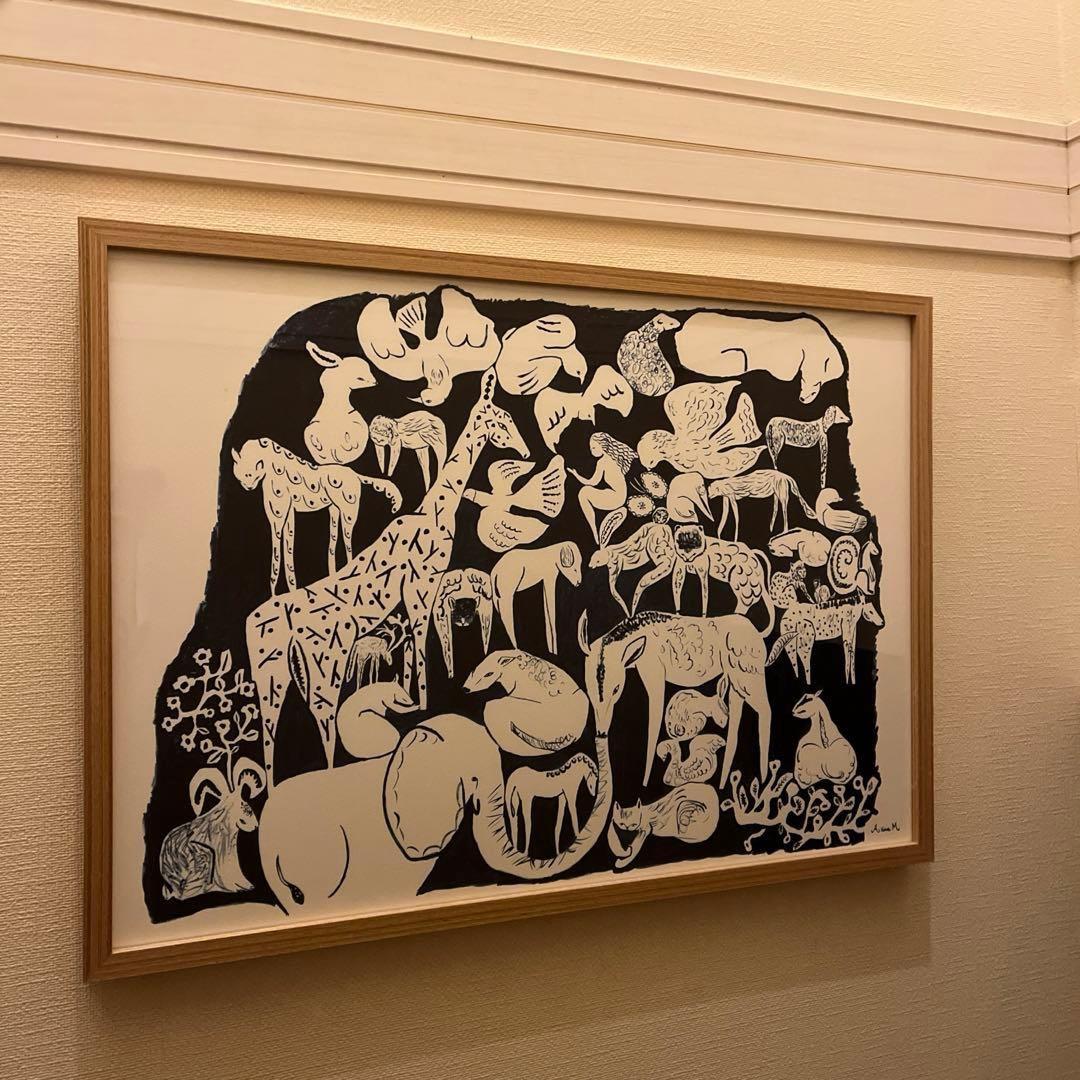 ミナペルホネン　LIFE PUZZLE ポスター　額付き　ACTUS 北欧 ミナペルホネンの『life puzzle』というリトグラフポスターの額装を