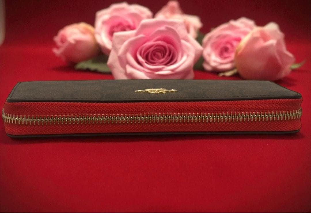 《新品》COACH 長財布《新品》ブラウンレッド 長財布