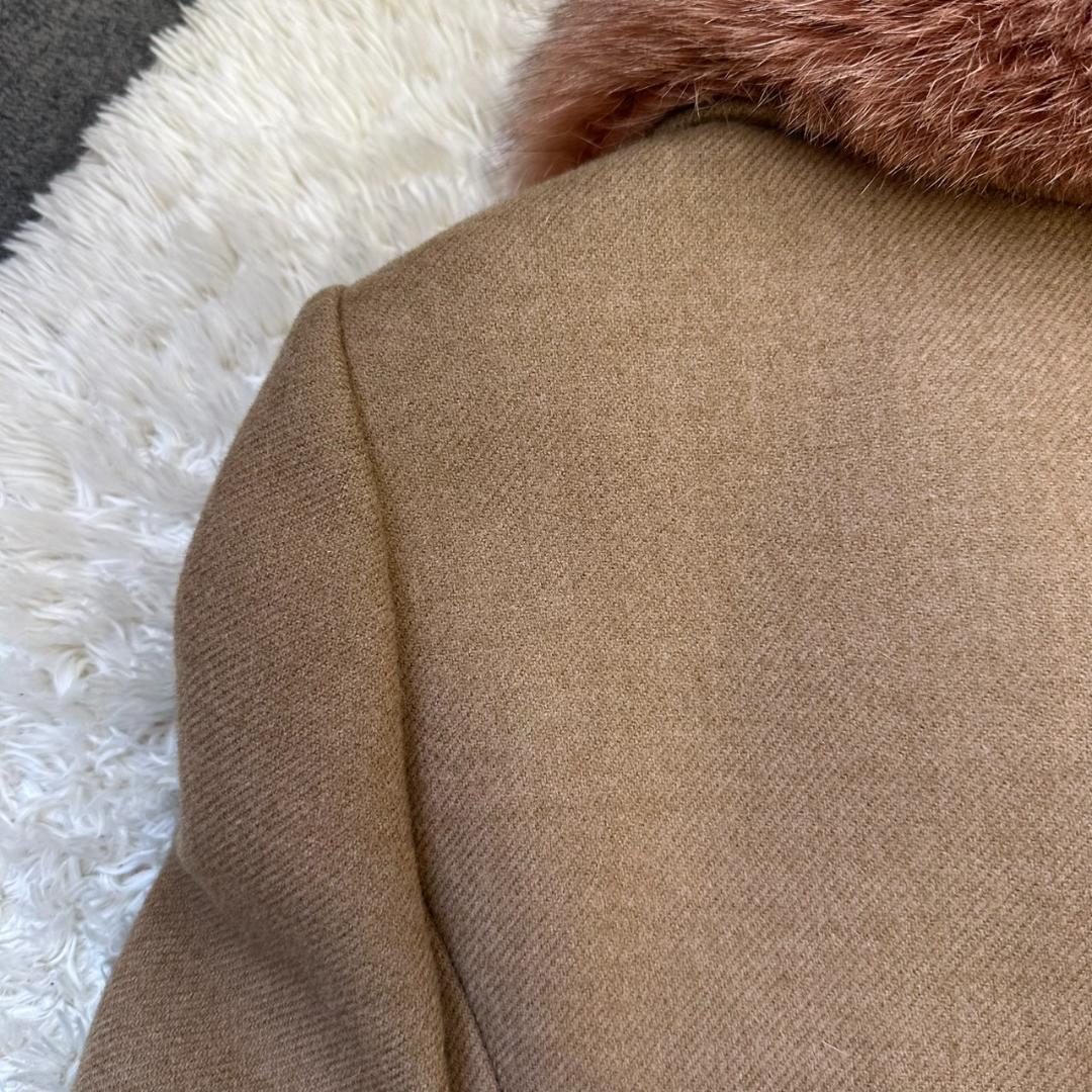 スヌコさん専用《 ラピーヌブランシュ 》ロングコート　ネックファー 9号 ウール