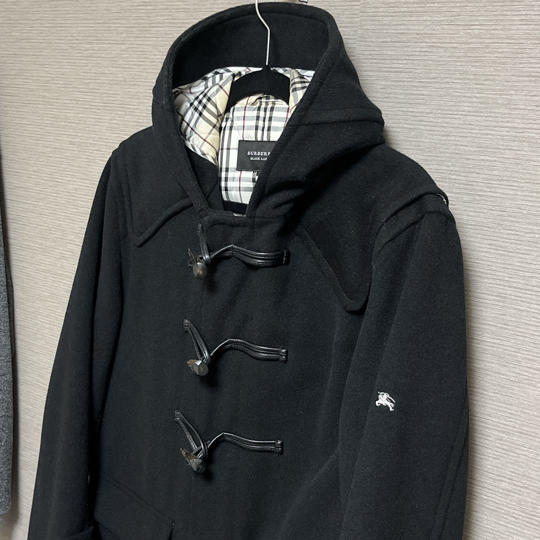 バーバリー ブラックレーベル メンズ ダッフルコート Lサイズ 牛革紐