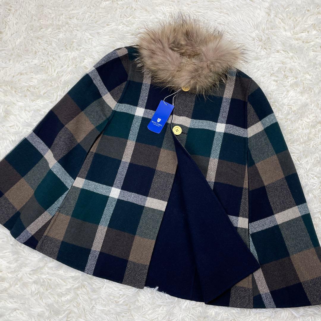 ブルーレーベルクレストブリッジ ポンチョ ケープ マント リバーシブル