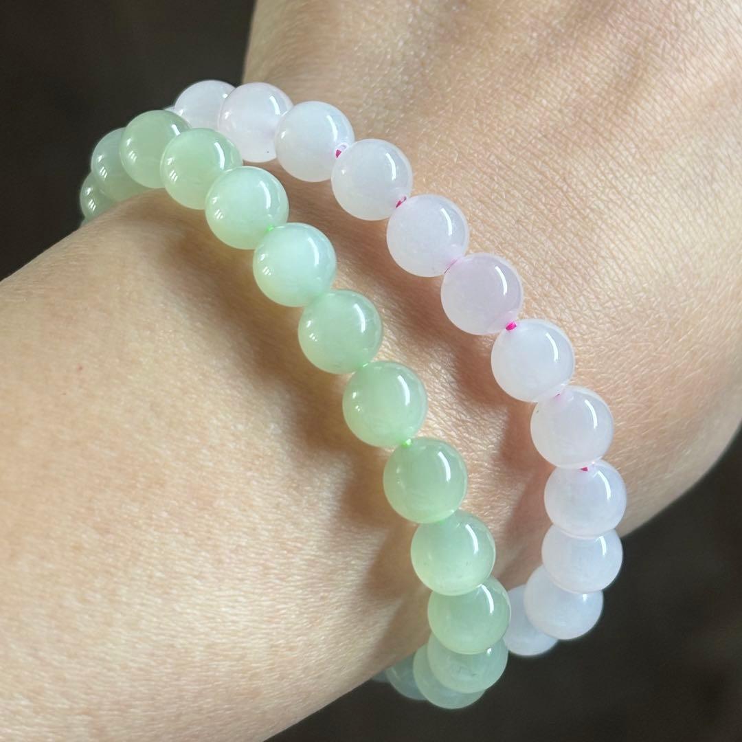 天然和田玉　ネフライト　藕粉色 淡いピンク　7.9mm ブレスレット