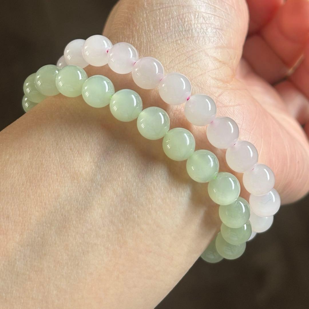 天然和田玉　ネフライト　藕粉色 淡いピンク　7.9mm ブレスレット
