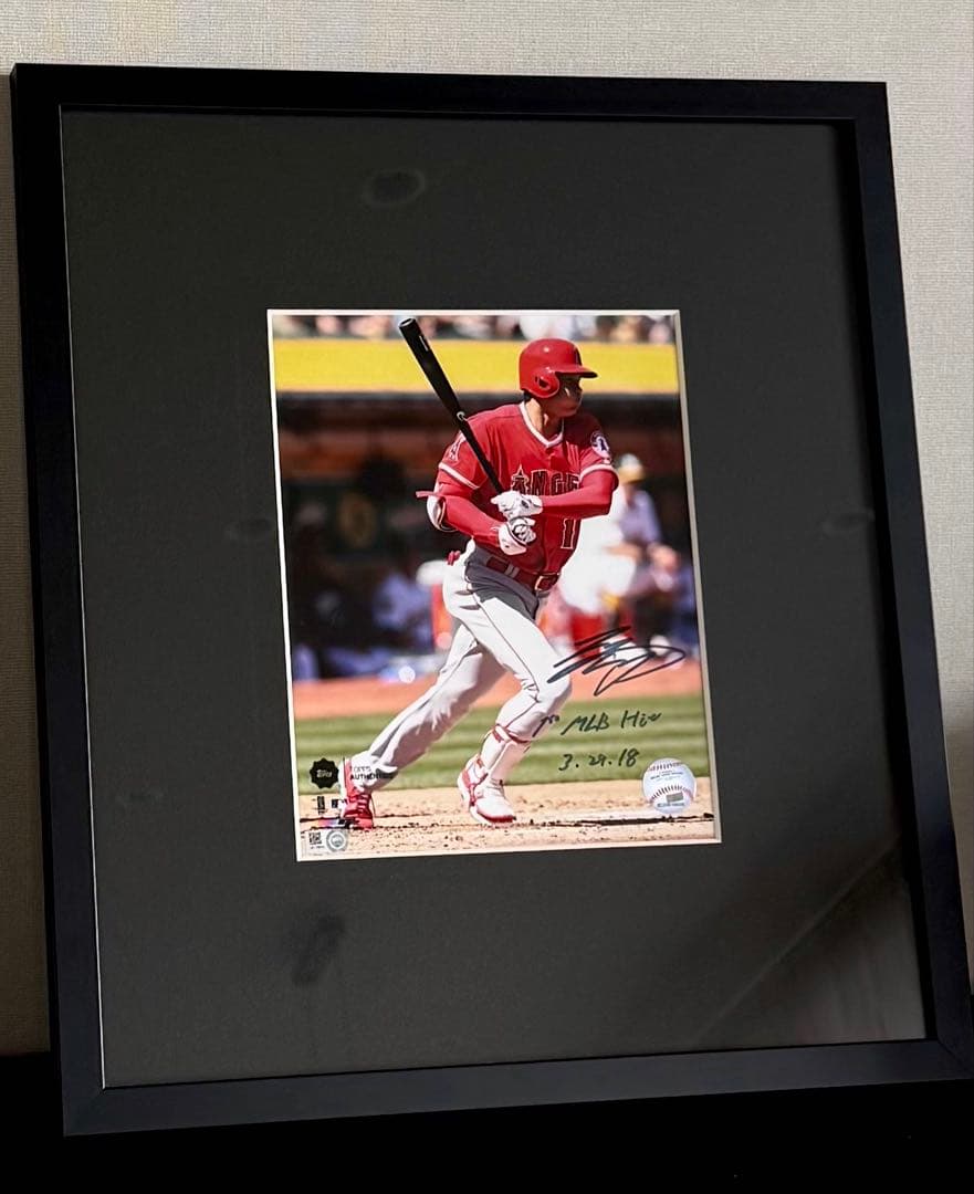 大谷翔平 MLB初安打記念 直筆サイン MLB公式ホログラム インスク 額装済 大谷翔平 MLB初安打記念 直筆サイン MLB公式ホログラム インスク 額装