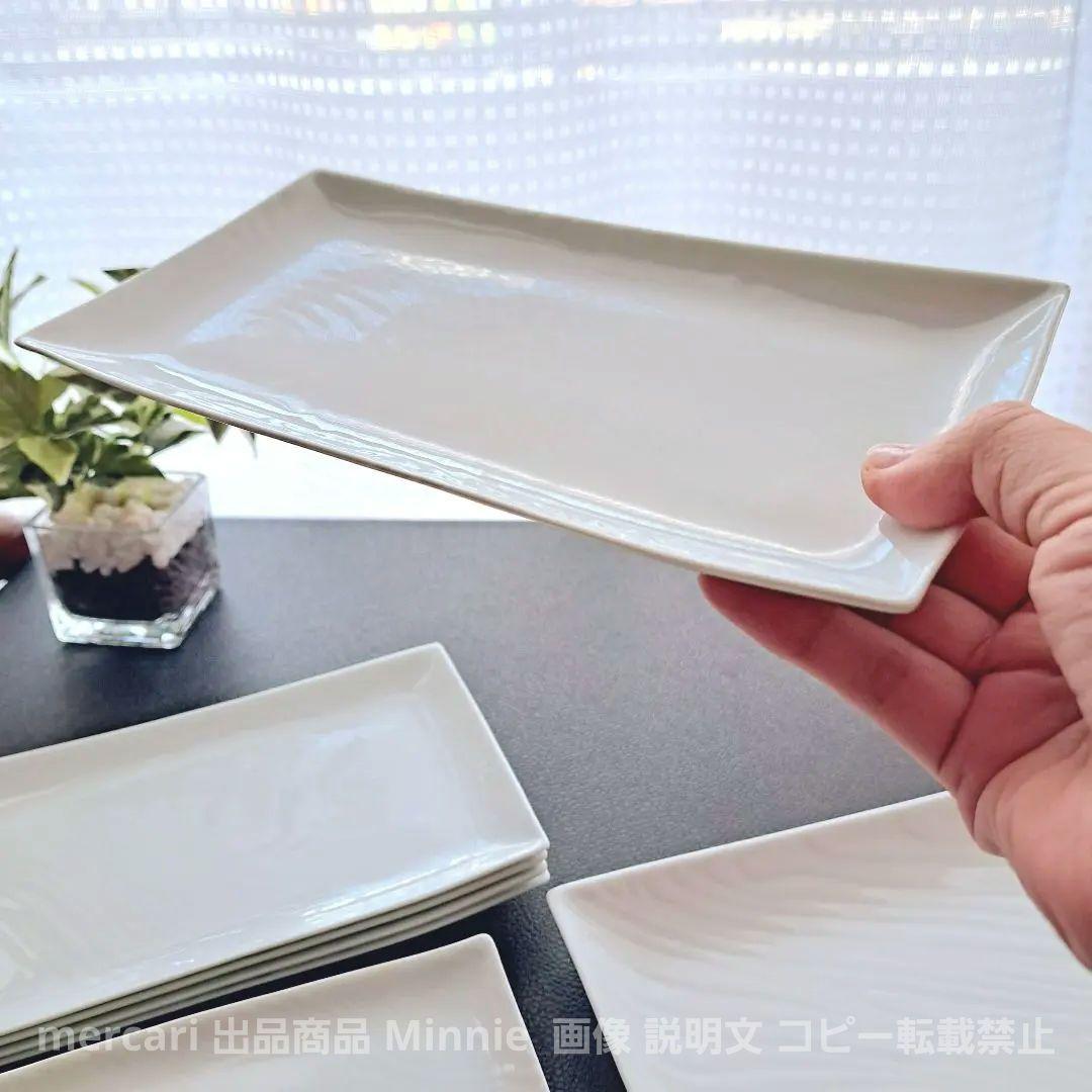 橘吉☆たち吉☆『白磁木目』長角皿セット☆大皿・焼物皿・銘々皿