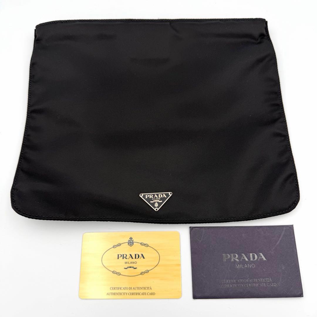 未使用品✨PRADA プラダ ポーチ 三角ロゴ ブラック PRADA - プラダ 巾着ポーチ 三角ロゴ ブラック 黒の通販 by もん's