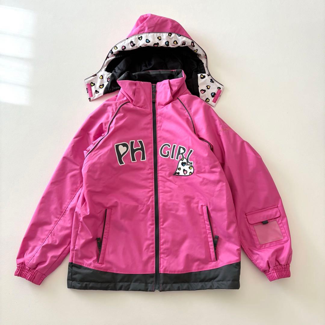 □phenixスキースノーボードウェア上下セット160女の子ピンク×グレー