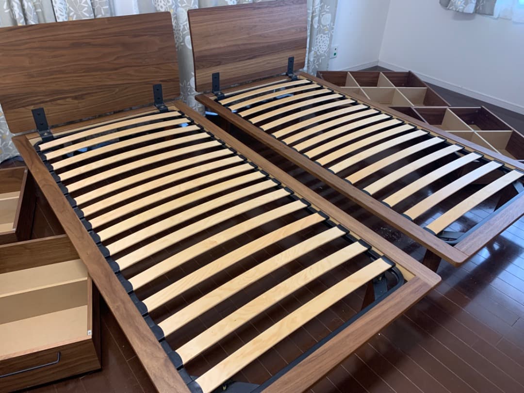 7/22【無印良品】ベッドフレーム（シングル）、ヘッドボード各×1