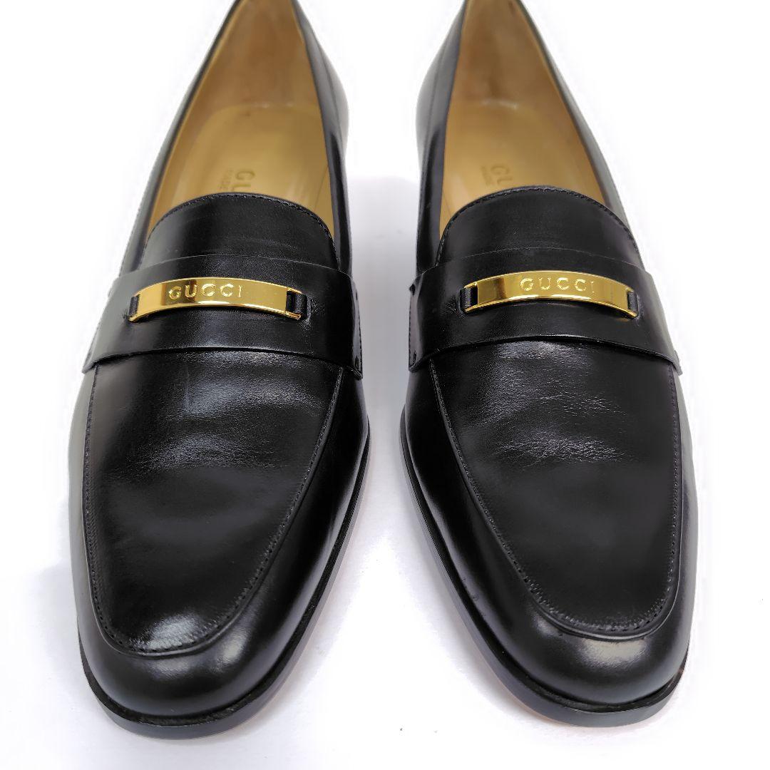 ☆katxxx様☆グッチ ローファー 38C パンプス ロゴ プレート レザー