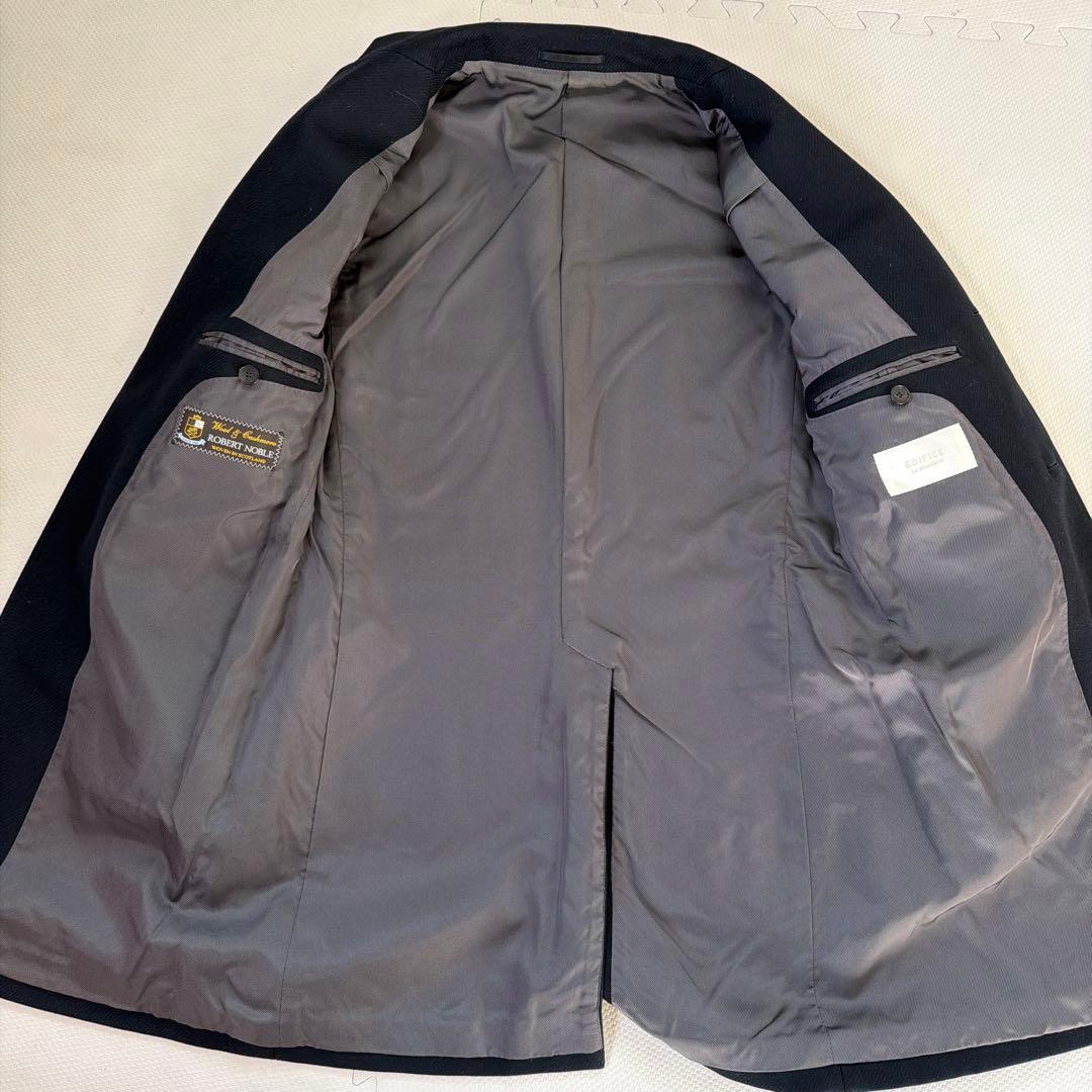 美品【サイズ44】エディフィス カシミア ネイビー起毛フランネル