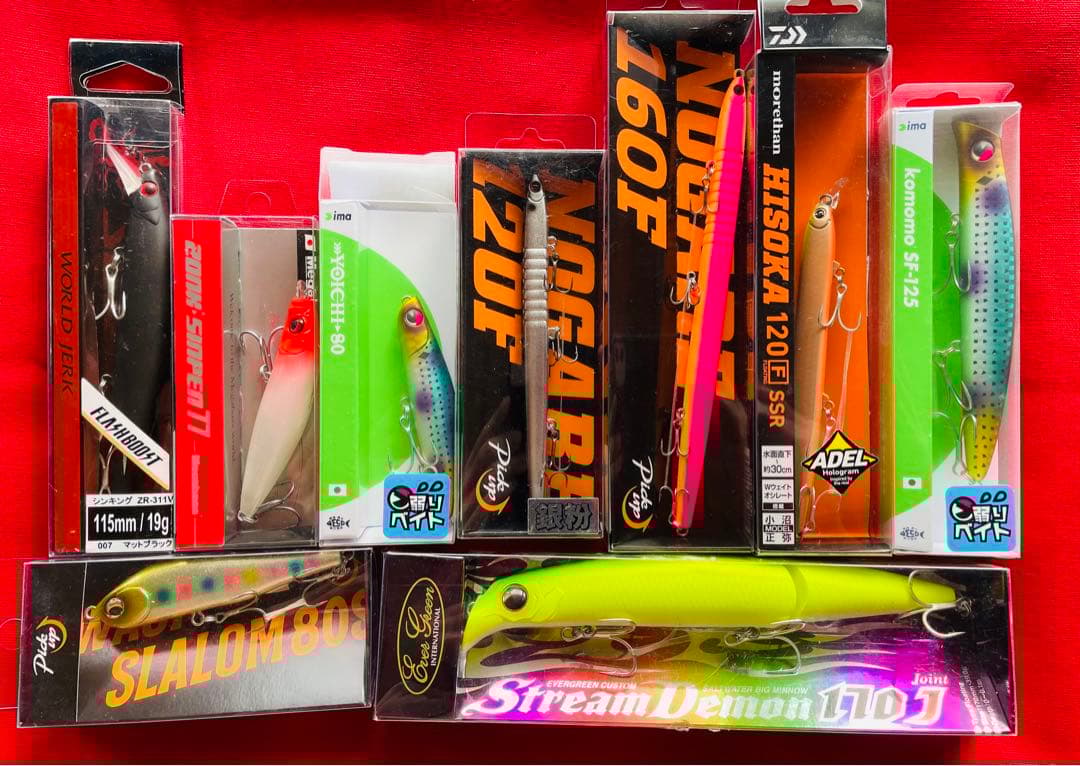 ルアー9点（ワスプ、コモモなど）＋おまけ6点（カゲロウ100Fなど） ネコポス対応】カゲロウMD 125F | fimo,オリカラルアー,メガバス