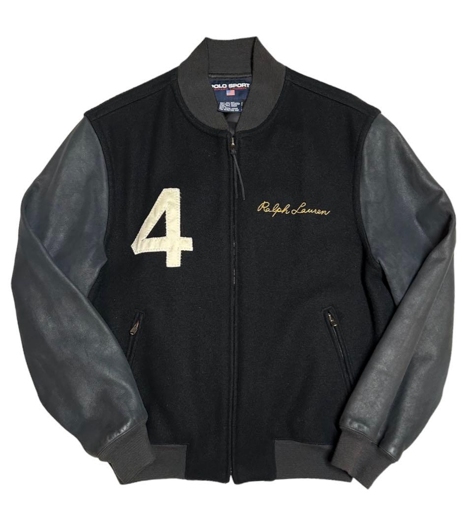 激レア90's vintage POLO SPORT 袖レザースタジャン L - メルカリ