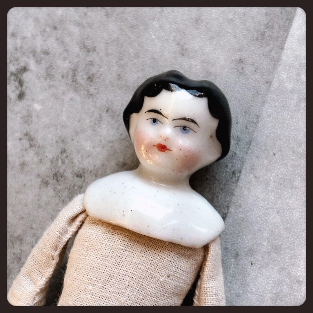 レアアンティーク チャイナヘッドドール フラットトップ ビスクドール