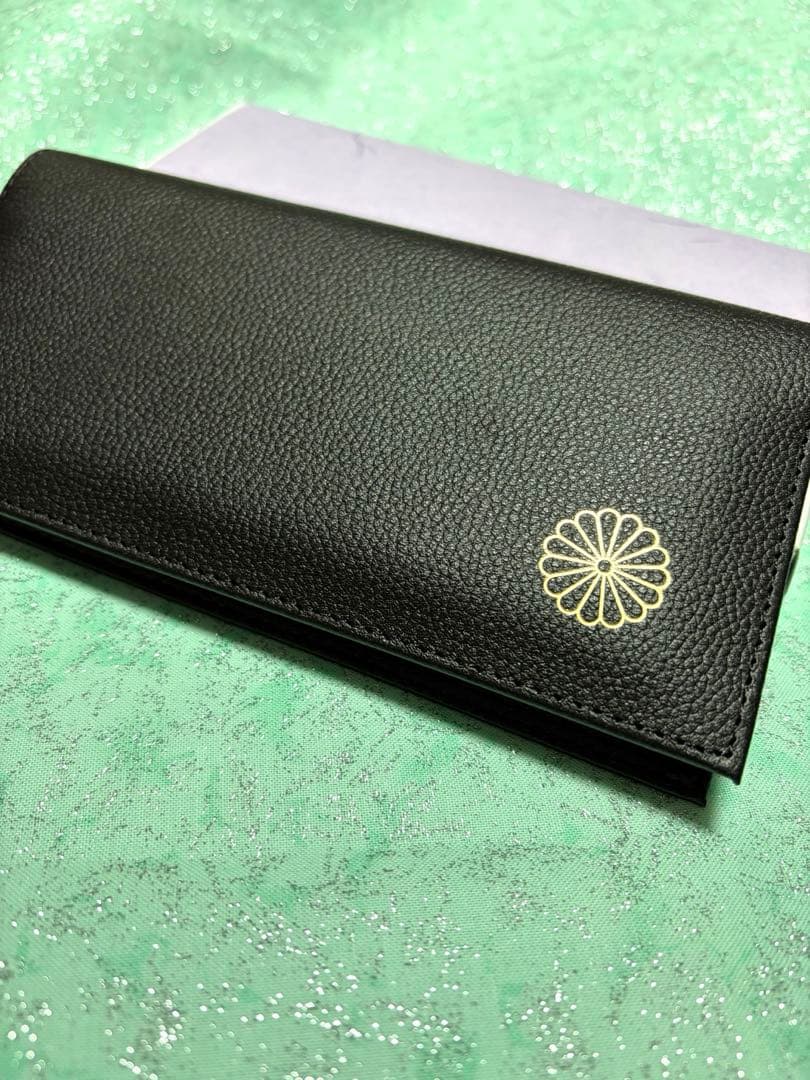 皇居 限定 長財布 ブラック 東御苑 本丸 売店 本革 黒 折り財布 皇居