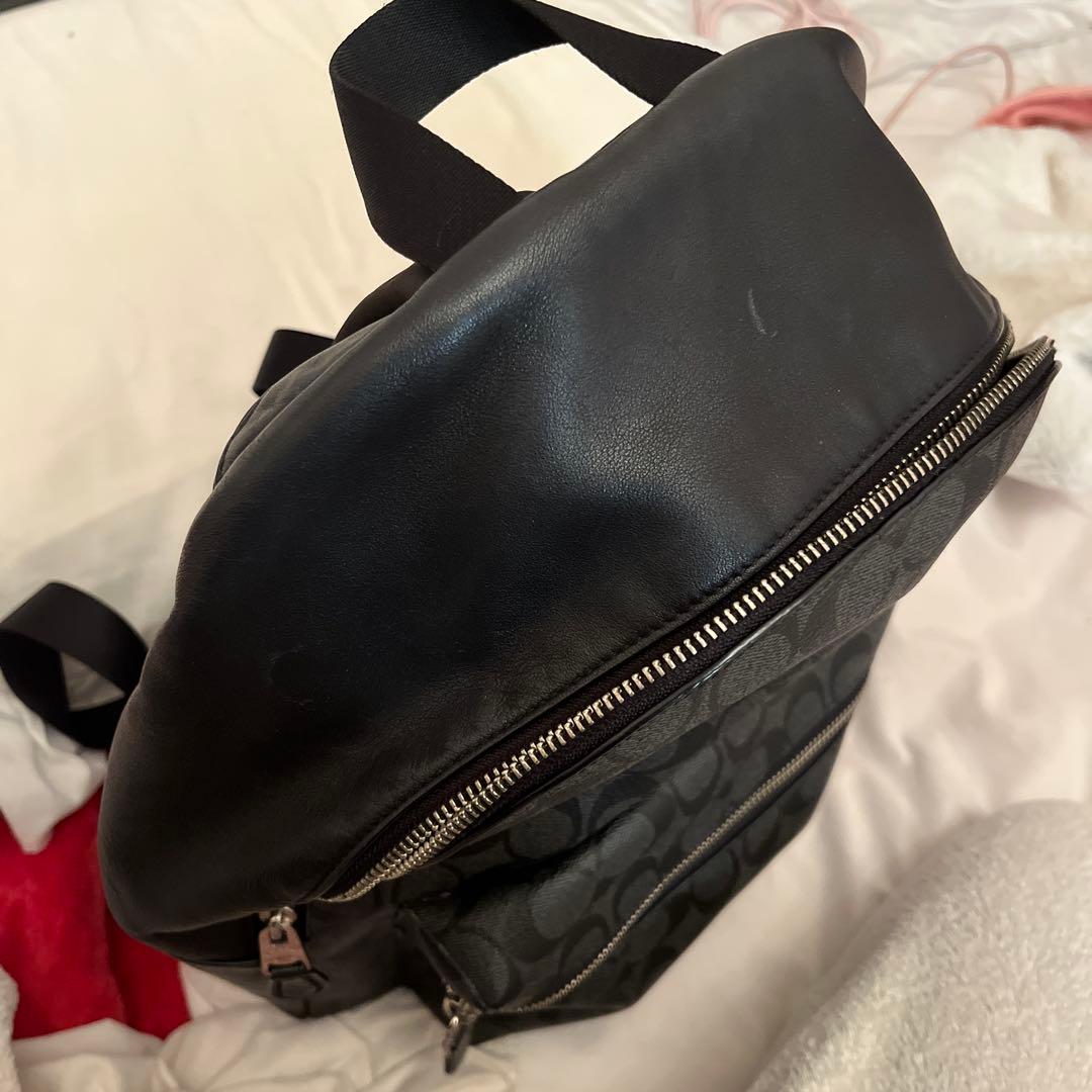 COACH 】美品 リュックサック A4シグネチャー ブラックスモーク 地雷