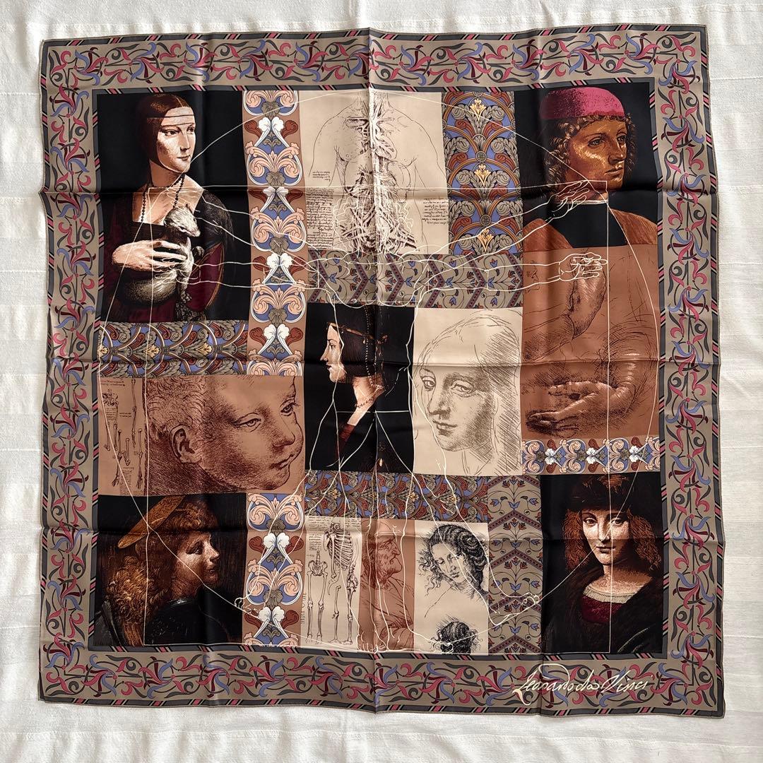 レオナルドダヴィンチ　シルク　スカーフ　Leonardo da Vinci 絵画 レオナルドダヴィンチ シルク スカーフ Leonardo da Vinci 絵画